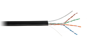 Кабель NETLAN U/UTP 4 пары Кат.5е, внешний с тросом, PE -40C, одножильный, 100МГц, чёрный (305м)