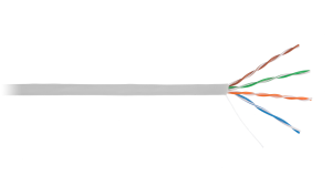 Кабель NETLAN U/UTP 4 пары Кат.5е,внутрений, PVC, одножильный, 100Мгц, серый,305м